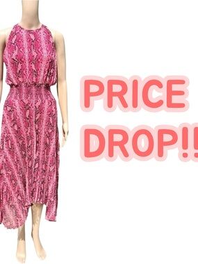 1 State pink snake skin printed dress with high- low hemline Sz s